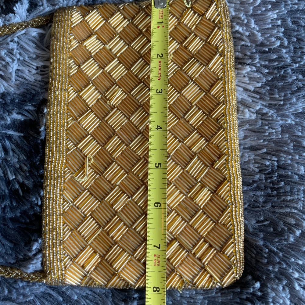 Gold colored Vintage beaded evening bag - Picture 7 of 10